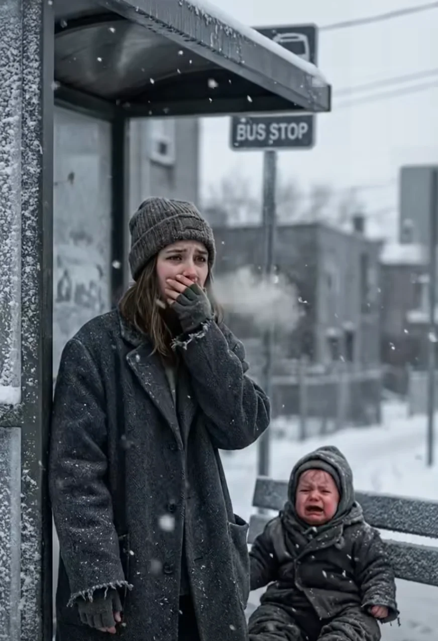 Soy una madre soltera que lucha por salir adelante y encontré a un recién nacido congelándose en una parada de autobús. Grité: “¡QUÉDATE CONMIGO!” mientras lo envolvía en mi abrigo. Días después, un detective llamó a mi puerta. No venía a agradecerme. Sostenía un pequeño relicario encontrado en la manta del bebé. “¿Reconoces esto?” Lo abrió y, cuando vi el rostro familiar en su interior, retrocedí tambaleándome del terror…